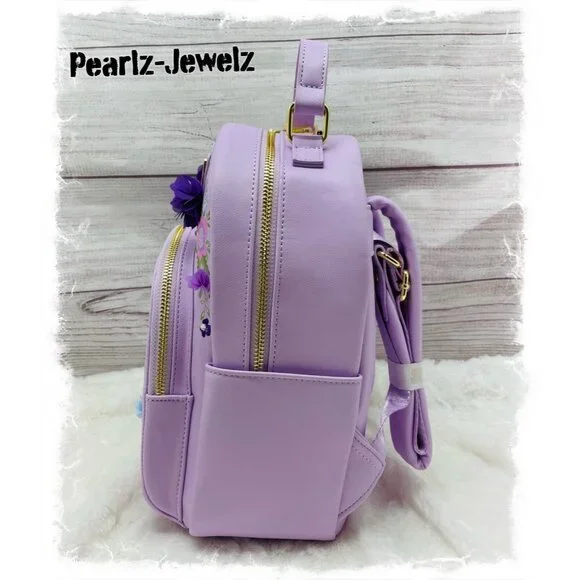 Loungefly Disney Rapunzel Tangled Chibi Chiffon Flowers 3D Floral Mini Backpack - Picture 3 of 5